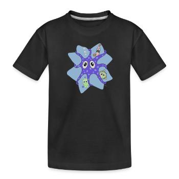 Calamar avec du poisson qui a l’air surpris - T-shirt bio Premium Enfant - noir - Devant