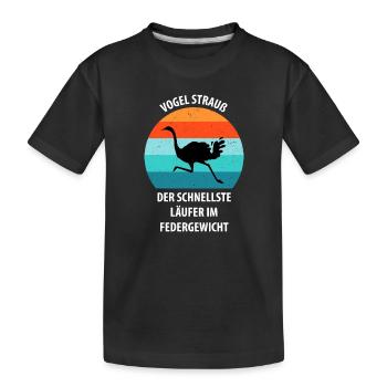 Strauß Ostrich Vogel Strauß Ornithologie - Kinder Premium Bio T-Shirt - Schwarz - Vorne