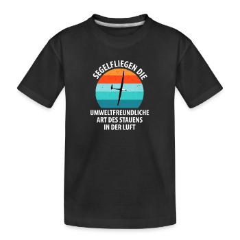 Segelflieger Segelfliegen Segelflugzeug Fliegen - Kinder Premium Bio T-Shirt - Schwarz - Vorne