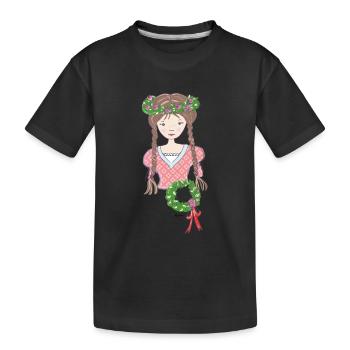 The Middle Ages flower girl brown - Kids' Premium Organic T-Shirt - black - Front