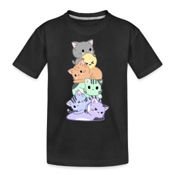 Regenbogen Katzen Haufen - Kinder Premium Bio T-Shirt - Schwarz - Vorne