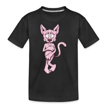 Nackte Sphynx Katze - Kinder Premium Bio T-Shirt - Schwarz - Vorne