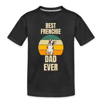 Retro Frenchie Papa Dogs French Bulldog - Kids' Premium Organic T-Shirt - black - Front