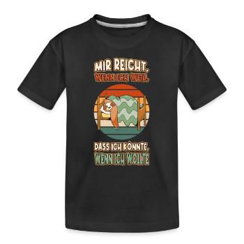Faultier Chillen Faul Müde Lustlos Spruch Lustig - Kinder Premium Bio T-Shirt - Schwarz - Vorne