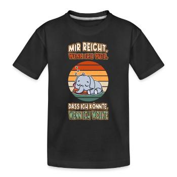 Elefant Chillen Faul Müde Lustlos Spruch Lustig - Kinder Premium Bio T-Shirt - Schwarz - Vorne