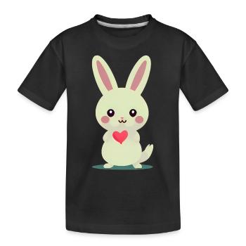 Lapin de cœur - T-shirt bio Premium Enfant - noir - Devant