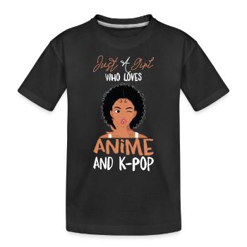 Juste une fille qui aime l’anime et la K-Pop - T-shirt bio Premium Enfant - noir - Devant