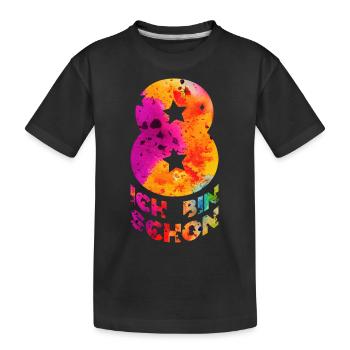 ICH BIN SCHON 8 EINHORN 8. GEBURTSTAG - Kinder Premium Bio T-Shirt - Schwarz - Vorne