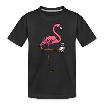Flamingo Bird Coffee Lover - Kids' Premium Organic T-Shirt - black - Front