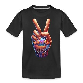 Peace Hand with Concert Presentation - Kids' Premium Organic T-Shirt - black - Front