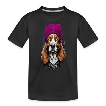 Treuer Begleiter: Basset Hound - Kinder Premium Bio T-Shirt - Schwarz - Vorne
