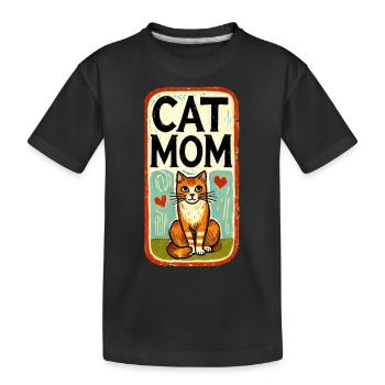 Ginger Cat Mom - Kids' Premium Organic T-Shirt - black - Front