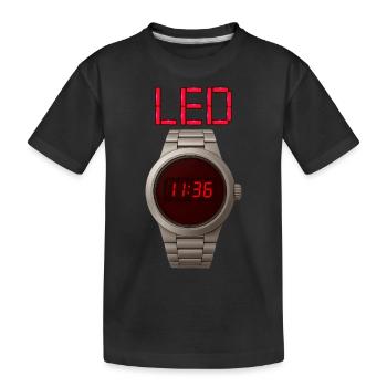 Horloge LED en acier inoxydable avec affichage rouge - T-shirt bio Premium Enfant - noir - Devant