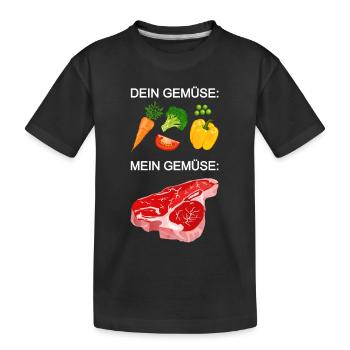 Viande, steak de légumes, carnivore, grillade - T-shirt bio Premium Enfant - noir - Devant
