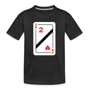 Herz Zwei Spielkarte Pokerkarte - Kinder Premium Bio T-Shirt - Schwarz - Vorne