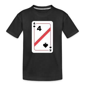 Pik Vier Spielkarte Pokerkarte - Kinder Premium Bio T-Shirt - Schwarz - Vorne