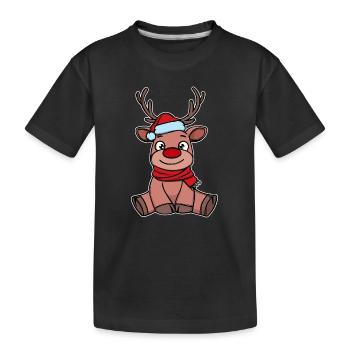Rentier Weihnachten Rudolph - Kinder Premium Bio T-Shirt - Schwarz - Vorne