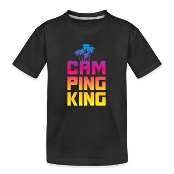 Campingking Palme Verlauf König Camper Urlaub Fan - Kinder Premium Bio T-Shirt - Schwarz - Vorne