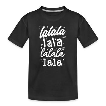 LaLa La Pattern Musical Script T-Shirt - Kinder Premium Bio T-Shirt - Schwarz - Vorne