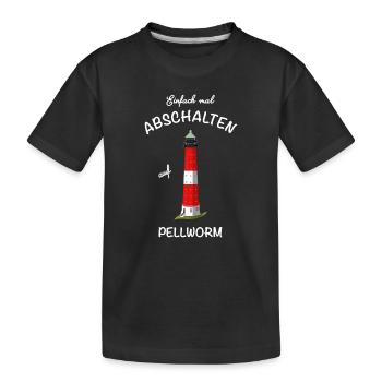 Kultiger Leuchtturm Pellworm, Nordsee, Abschalten - Kinder Premium Bio T-Shirt - Schwarz - Vorne