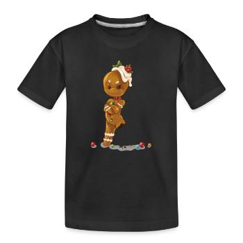 Lebkuchenmann ohne Bein - Kinder Premium Bio T-Shirt - Schwarz - Vorne