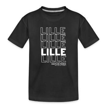 Lille Schriftzug Muster HautsdeFrance - Kinder Premium Bio T-Shirt - Schwarz - Vorne