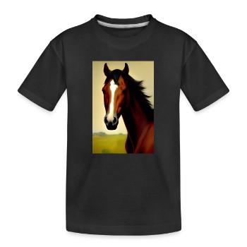 Pferdekopf Öl Malerei - Kinder Premium Bio T-Shirt - Schwarz - Vorne