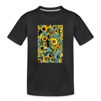 SONNENBLUMENSTIMMUNG - Kinder Premium Bio T-Shirt - Schwarz - Vorne