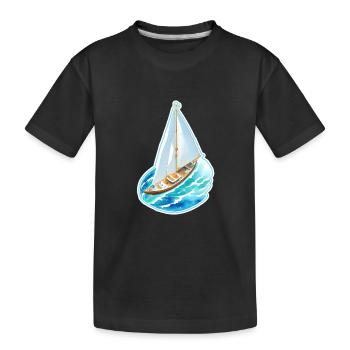 Segelschiff - Kinder Premium Bio T-Shirt - Schwarz - Vorne