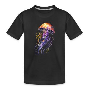 Qualle Aquarell - Kinder Premium Bio T-Shirt - Schwarz - Vorne
