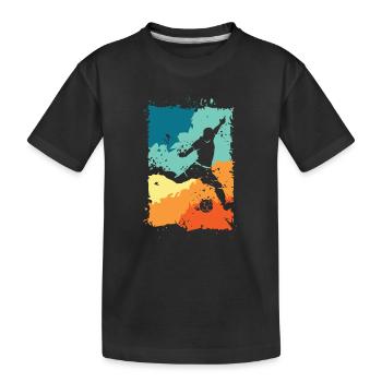 Fußball Spieler Farbexplosion Schuss retro vintage - Kinder Premium Bio T-Shirt - Schwarz - Vorne