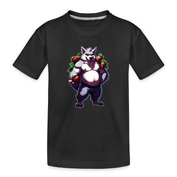Wolf Strawberry 1 - Kids' Premium Organic T-Shirt - black - Front