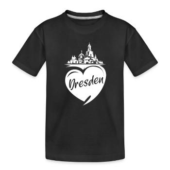 Dresden Liebe Frauenkirche Herz Stadt Symbol Logo - Kinder Premium Bio T-Shirt - Schwarz - Vorne