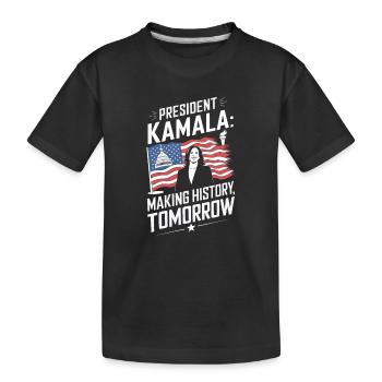 LE PRÉSIDENT KAMALA ENTRE DANS L’HISTOIRE DEMAIN - T-shirt bio Premium Enfant - noir - Devant