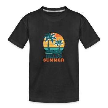 Strand mit Palmen und Sonnenuntergang - Kinder Premium Bio T-Shirt - Schwarz - Vorne
