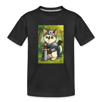 Katzenritter im Fantasy-Look - Kinder Premium Bio T-Shirt - Schwarz - Vorne