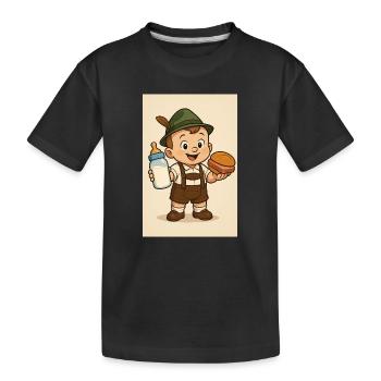 Bayerisches Baby mit Milch und Leberkässemmel - Kinder Premium Bio T-Shirt - Schwarz - Vorne