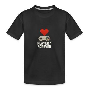 Retro-Gaming-Herz-Design - Kinder Premium Bio T-Shirt - Schwarz - Vorne