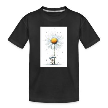 Gänseblümchen Bär mit Regenschirm - Kinder Premium Bio T-Shirt - Schwarz - Vorne
