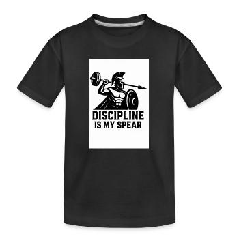 Spartan Discipline – Langhantel Speer - Kinder Premium Bio T-Shirt - Schwarz - Vorne