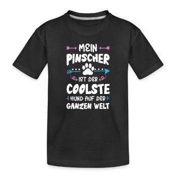 pinscher hund spruch - Kinder Premium Bio T-Shirt - Schwarz - Vorne