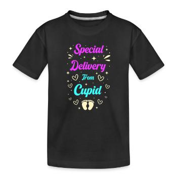 Werdende Eltern Valentinstag Gender Reveal - Kinder Premium Bio T-Shirt - Schwarz - Vorne
