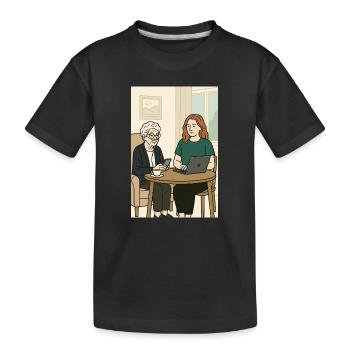 Generationen am Tisch mit Technik - Kinder Premium Bio T-Shirt - Schwarz - Vorne