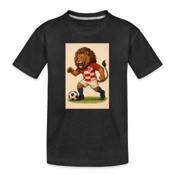 Löwe im Kroatien Fußballjersey - Kinder Premium Bio T-Shirt - Schwarz - Vorne