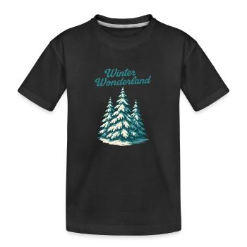 Winter Wunderland Tannen - Kinder Premium Bio T-Shirt - Schwarz - Vorne