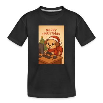 Chien de Noël sur PC - T-shirt bio Premium Enfant - noir - Devant