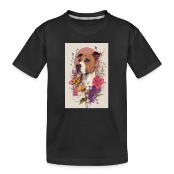 Blühender Blumenhund - Kinder Premium Bio T-Shirt - Schwarz - Vorne
