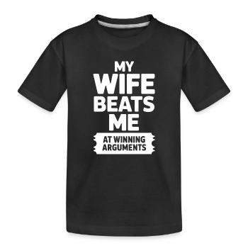Ma femme me bat pour gagner les disputes - T-shirt bio Premium Enfant - noir - Devant
