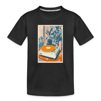 Retro-Vinyl-Gartenszene - Kinder Premium Bio T-Shirt - Schwarz - Vorne