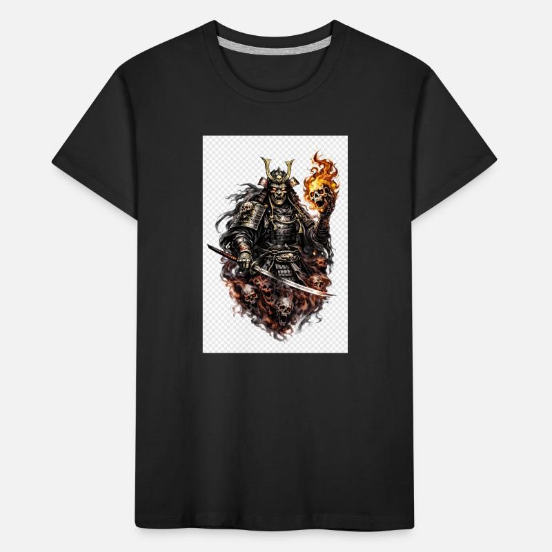 Flammenschädel-Samurai Kinder Premium Bio T-Shirt